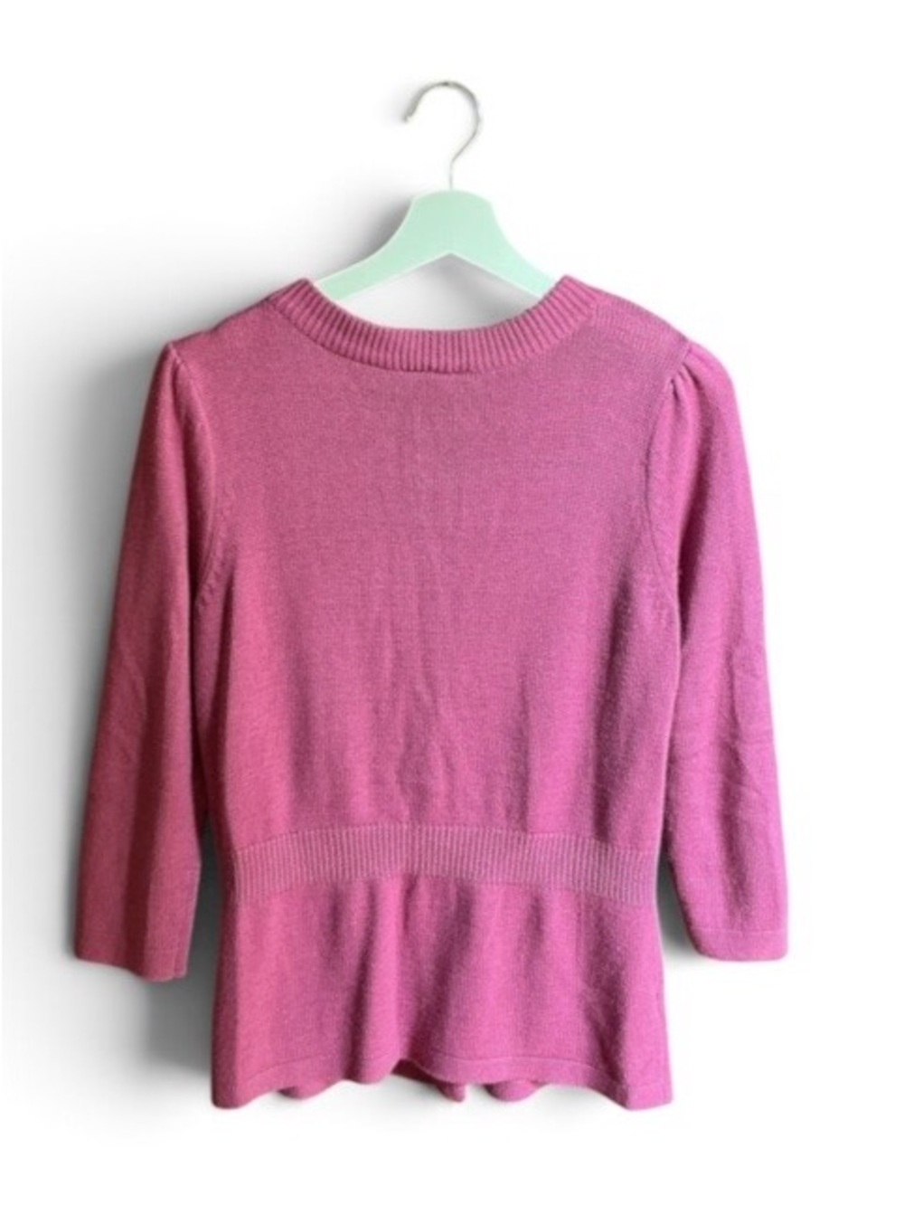 Ann Taylor Women’s Mauve Button-Front V-Neck Peplum Cardigan - Picture 2 of 7
